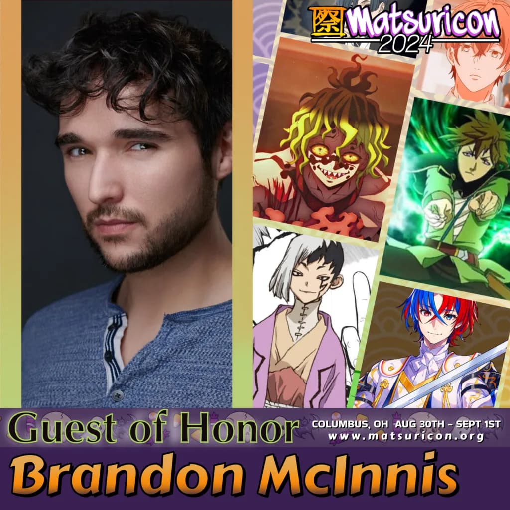 2024 Matsuricon guest announcement artwork for Brandon McInnis